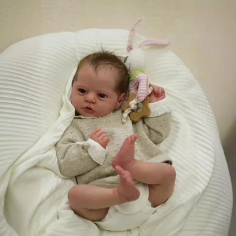 Muñeca Reborn de 19 Pulgadas Realista Juguete de Simulación de Recién Nacido Con Atuendo de Punto Para Niños
