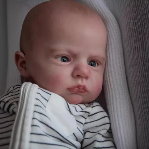 Realistische Reborn Baby Puppe Weicher Silikonkopf Stoffkörper Lebensechte Simulation Neugeborenen Spielzeug In Gestreiftem Outfit