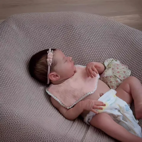 Realistische Reborn Baby Puppe Vollvinyl Körper Laura 3D Haut Sichtbare Adern Handgewurzeltes Haar Schlafende Simulation Säuglingspuppe Mit Kleidung