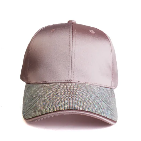 Women Rhinestone Studded Satin Baseball Cap Shinny Crystal Sun Hat Adjustable Fashion Outdoor Hip Hop Trucker Hat