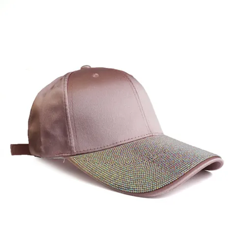 Women Rhinestone Studded Satin Baseball Cap Shinny Crystal Sun Hat Adjustable Fashion Outdoor Hip Hop Trucker Hat