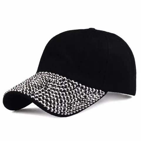 Berretto da Baseball alla Moda con Strass per Donna Regolabile in Cotone Denim Cappello da Sole Bling Paillettes Streetwear Outdoor Tempo Libero
