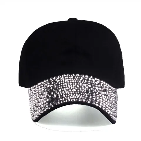 Fashion Rhinestone Studded Baseball Cap For Women Adjustable Cotton Denim Sun Hat Bling Sequin Streetwear Outdoor Leisure Cap