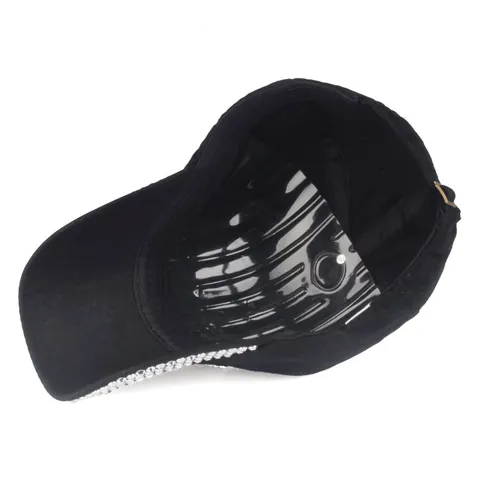 Berretto da Baseball alla Moda con Croce di Strass Donna Uomo Cotone Denim Cappello da Sole Regolabile Effetto Usurato Hip Hop Snapback