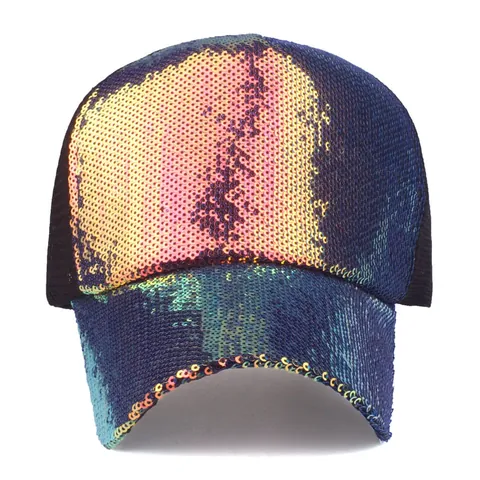 Sparkly Sequin Mesh Baseball Cap For Women Men Breathable Outdoor Sun Hat Adjustable Fashion Trucker Hat Summer Travel Cap
