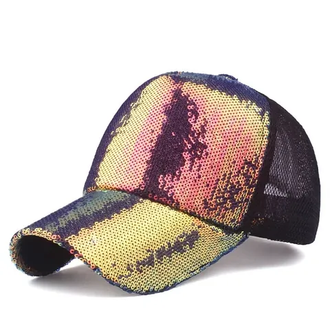 Sparkly Sequin Mesh Baseball Cap For Women Men Breathable Outdoor Sun Hat Adjustable Fashion Trucker Hat Summer Travel Cap