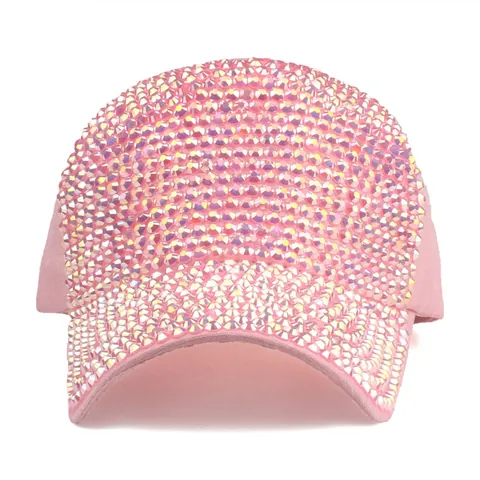 Women Full Rhinestone Baseball Cap Sparkling Bling Sun Hat For Party Outdoor Stage Performance Bling Bling Adjustable Hat