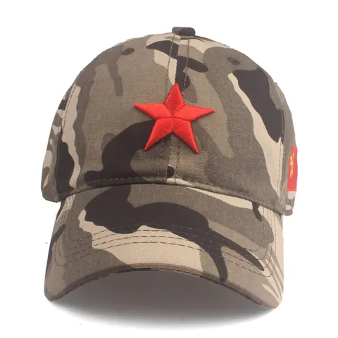 Casquette de Baseball Camouflage Broderie Étoile Rouge Patch Drapeau Protection Solaire Chapeau Réglable Homme Femme