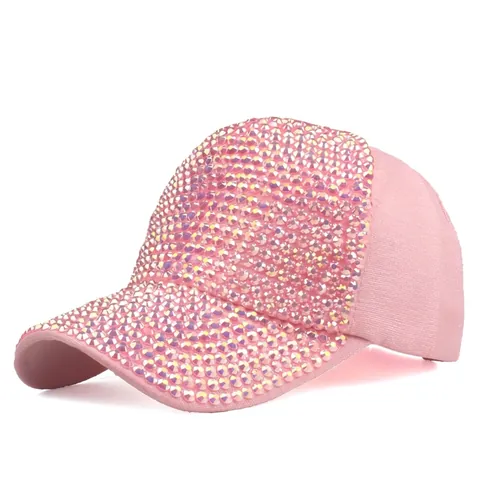 Women Full Rhinestone Baseball Cap Sparkling Bling Sun Hat For Party Outdoor Stage Performance Bling Bling Adjustable Hat
