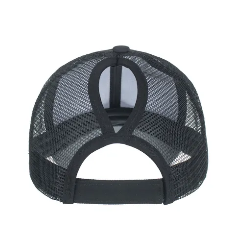 Women Camo Ponytail Baseball Cap Mesh Breathable Trucker Hat Adjustable Outdoor Sun Protection Cotton Blend Sporty Hat