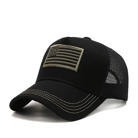 US Flag Embroidery Mesh Baseball Cap Trucker Hat For Men Women Outdoor Breathable Sun Protection Snapback Tactical Hat