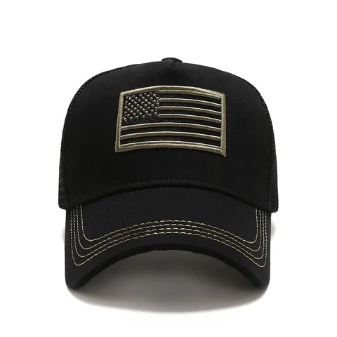 US Flag Embroidery Mesh Baseball Cap Trucker Hat For Men Women Outdoor Breathable Sun Protection Snapback Tactical Hat