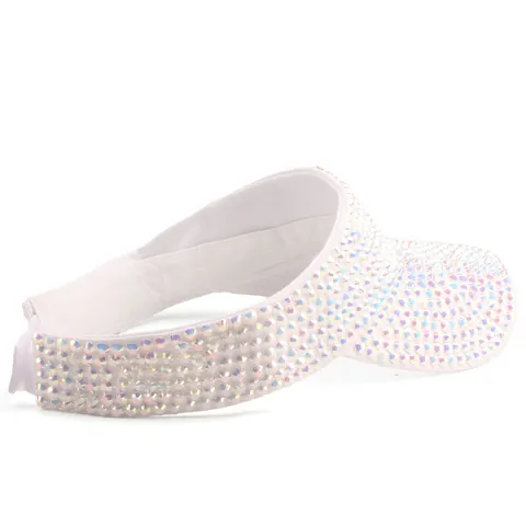Damen Luxus Strass Sonnenblende Hut Funkelnd Oben Offen UV Schutz Sommer Strand Kappe Mode Verstellbar Acryl Visier Hut