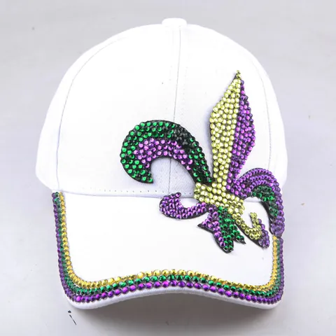 Berretto da Baseball con Strass Mardi Gras per Donna in Cotone con Giglio Cappello da Sole alla Moda per Festival e Feste all'Aperto
