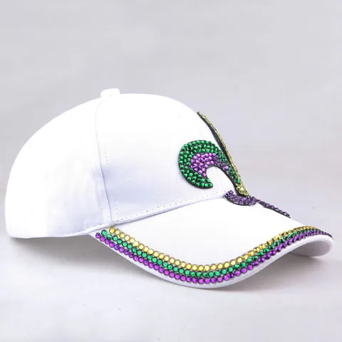Berretto da Baseball con Strass Mardi Gras per Donna in Cotone con Giglio Cappello da Sole alla Moda per Festival e Feste all'Aperto