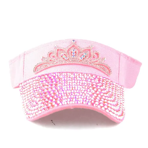 Luxury Rhinestone Crown Visor Hat For Women Bling Sun Protection Topless Baseball Cap Glamorous Outdoor Beach Summer Hat