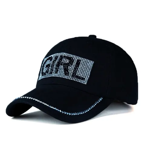 Berretto da Baseball in Cotone con Lettera GIRL in Strass Regolabile per Donna Cappello da Sole All'aperto Traspirante Sportivo Hip Hop
