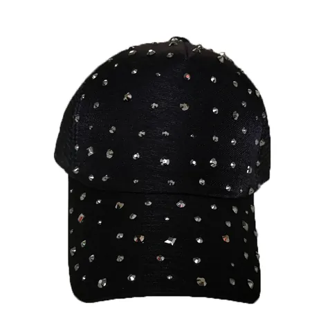 Berretto da Baseball da Donna con Strass e Borchie Cappello Trucker in Rete Traspirante Regolabile Punk Streetwear Parasole Cotone