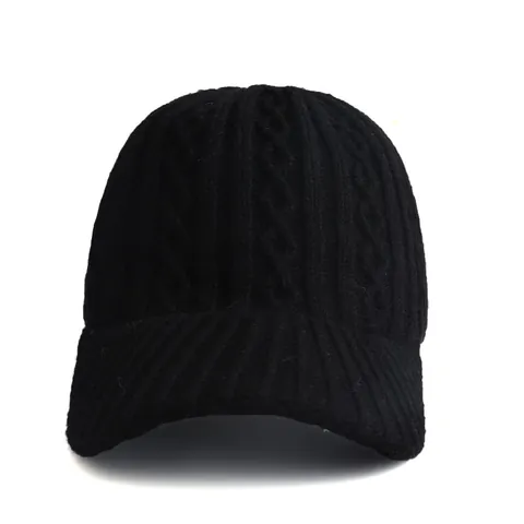 Women's Winter Warm Cable Knit Baseball Cap Solid Color Knitted Cotton Sun Hat For Outdoor Fashion Simple Daily Accessories