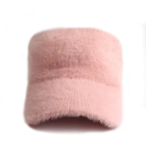 Visière en Tricot de Fourrure de Lapin d'Imitation Chaude d'Hiver pour Femmes Chapeau de Baseball à Couleur Unie Coupe-vent Sans Dessus Outdoor Casual Mode