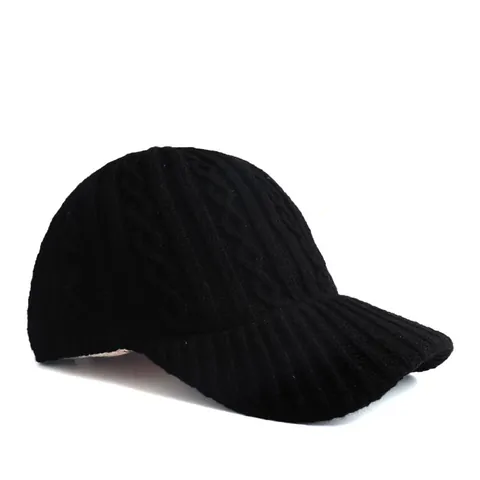 Women's Winter Warm Cable Knit Baseball Cap Solid Color Knitted Cotton Sun Hat For Outdoor Fashion Simple Daily Accessories