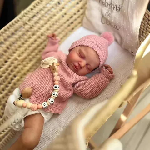Bambola Reborn Realistica Consistenza della Pelle Realistica Vene Visibili Dipinte a Mano Silicone Bambino che Dorme Rosa