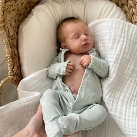 Realistic Full Body Silicone Reborn Baby Doll Handmade Painted Sleeping Newborn Girl Doll With Floral Clothes Toy