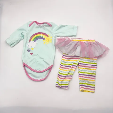 Reborn Baby Poppenkleding Set Mintgroene Regenboog Romper Gestreepte Broek Tutu Rok Outfit Voor Poppen Kinderen Meisjes Verkleden
