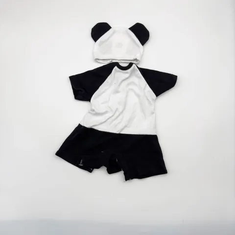 Ensemble de Vêtements pour Poupée Thème Panda Comprenant une Grenouillère et un Chapeau Assorti pour Poupées Reborn Accessoires en Tissu Doux