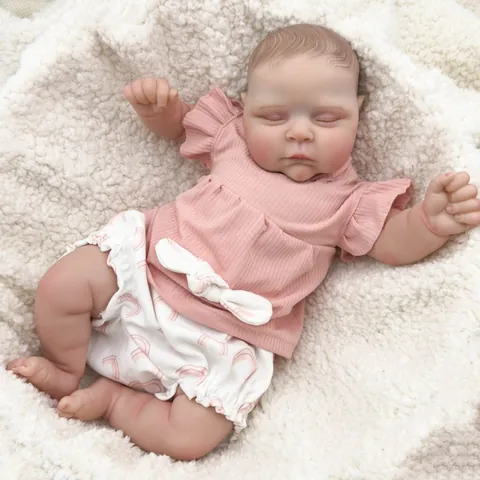 Realistic Reborn Baby Doll Hand Painted Simulation Sleeping Newborn Doll With Silicone Limbs And Cloth Body Soft Realistic Toy For Children Gift
