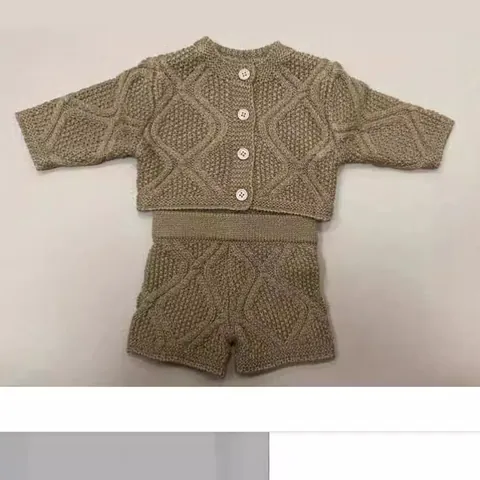 Knitted Cardigan And Shorts Outfit For Reborn Baby Dolls Cable Knit Accessory Clothes For Reborn Baby Doll Styling
