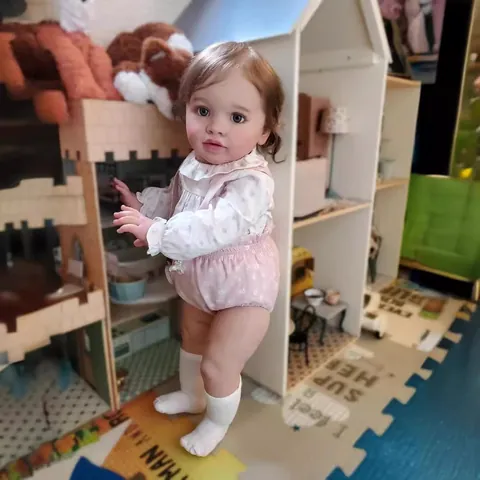 Bambola Reborn Realistica PIPPA Simulazione Silicone Corpo in Tessuto Neonato Vestito Floreale Ciuccio Magnetico Regalo Bambini