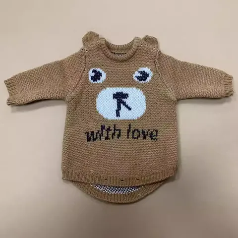 Cartoon Bear Knitted Long Sleeve Doll Clothes For Reborn Baby Dolls Autumn Winter Warm Doll Outfit With Three Dimensional Ears