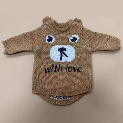Cartoon Bear Knitted Long Sleeve Doll Clothes For Reborn Baby Dolls Autumn Winter Warm Doll Outfit With Three Dimensional Ears