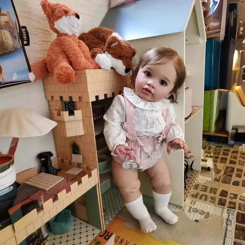 Bambola Reborn Realistica PIPPA Simulazione Silicone Corpo in Tessuto Neonato Vestito Floreale Ciuccio Magnetico Regalo Bambini