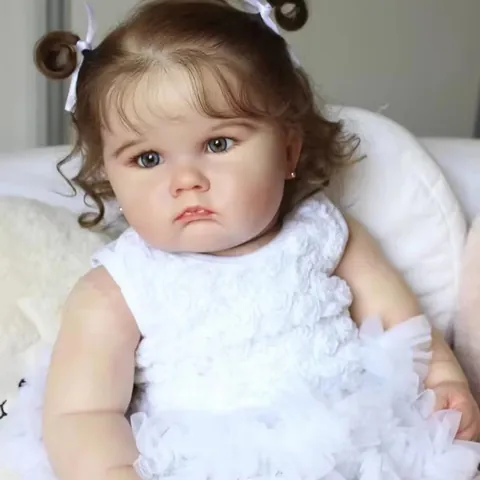 Realistic Reborn Baby Doll Girl Charlotte Lifelike Newborn Doll With Soft Silicone Limbs Cotton Body White Lace Dress Toy