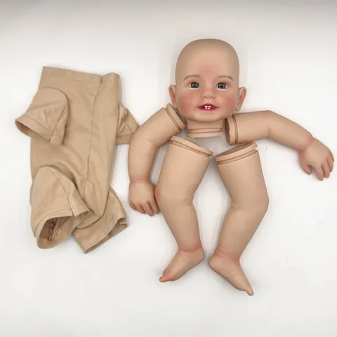 Realistische Reborn Pop Kit Geschilderd Vinyl Siliconen Hoofd Ledematen Met Stoffen Lichaam Onvoltooide DIY Montage Baby Pop Onderdelen