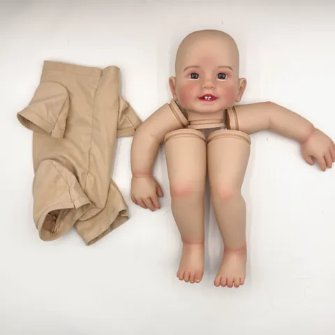 Realistische Reborn Pop Kit Geschilderd Vinyl Siliconen Hoofd Ledematen Met Stoffen Lichaam Onvoltooide DIY Montage Baby Pop Onderdelen