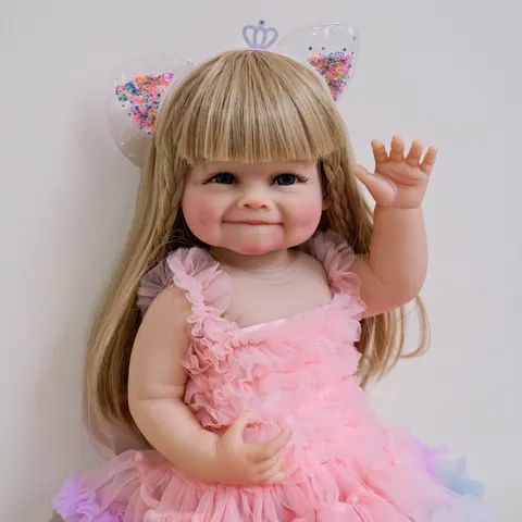 Lifelike Reborn Baby Doll Silicone Vinyl Washable Body Blonde Hair Pink Tutu Dress Realistic Girl Doll Toy Gift
