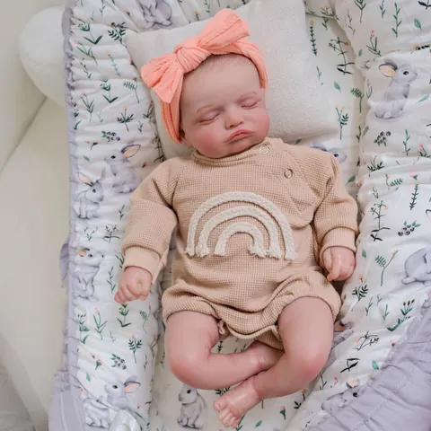 Realistic Reborn Baby Doll Rosalie Soft Silicone Head Limbs Cloth Body Lifelike Sleeping Newborn Doll For Kids Birthday Gift