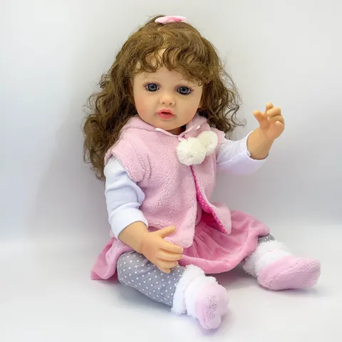 Betty 55cm Lebensechte Reborn Baby Puppe Vollkörper Silikon Vinyl Waschbar Realistische Neugeborene Mädchen Puppe Spielzeug Mit Rosa Outfit