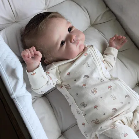 Realistic Reborn Baby Doll Soft Silicone Limbs Cloth Body Handmade Bettie Doll With Squirrel Print Romper For Kids Gift