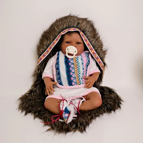 Realistic Reborn Baby Doll Soft Silicone Vinyl Cloth Body Dark Skin Ethnic Indian Style Toy With Clothing For Children