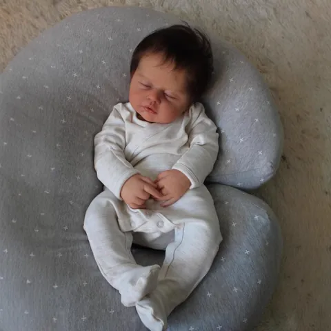 19 Inch Reborn Baby Doll Lifelike Sleeping Newborn Girl Boy Doll With Soft Silicone Head Limbs And Cotton Body Handmade Realistic Toddler Toy