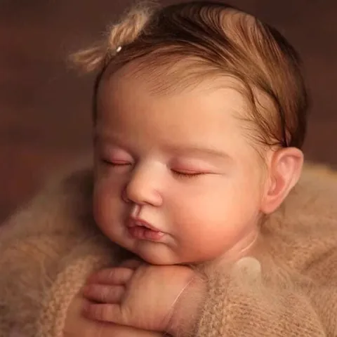 Realistic Reborn Baby Doll Lifelike Sleeping Newborn Soft Silicone Cloth Body Hand Rooted Hair Hand Painted Veins Toy Gift