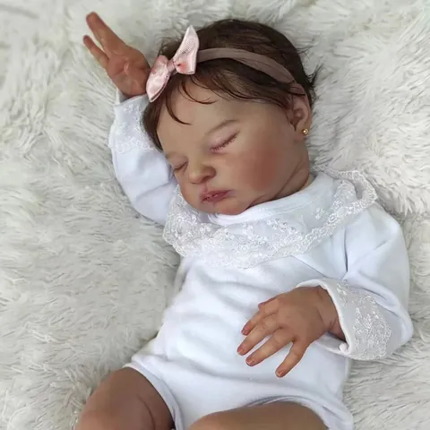 Realistische Reborn-Puppe Handgefertigte Schlafende Babypuppe Mit Weichem Stoffkörper Vinyl-Simulation Spielzeug Für Sammler Kinder Geschenk