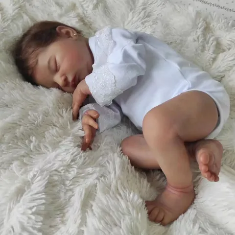 Realistische Reborn-Puppe Handgefertigte Schlafende Babypuppe Mit Weichem Stoffkörper Vinyl-Simulation Spielzeug Für Sammler Kinder Geschenk