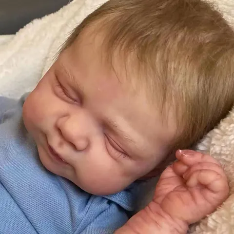 Realistische 19 Zoll Reborn Baby Puppe Weicher Stoffkörper Schlafende Neugeborene Puppe Mit Blauem Strampler Für Kinder