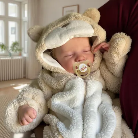 Realistic Reborn Baby Doll Sleeping Newborn Simulation Doll With Bear Plush Romper And Pacifier For Kids Collection Gift