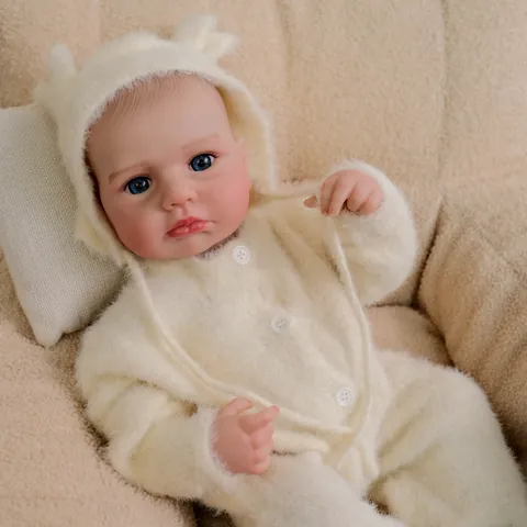 Bambola Reborn Realistica Corpo In Silicone Completo Dipinta A Mano Neonato Con Vestito Di Peluche Da Coniglio Bianco Regalo Per Bambini